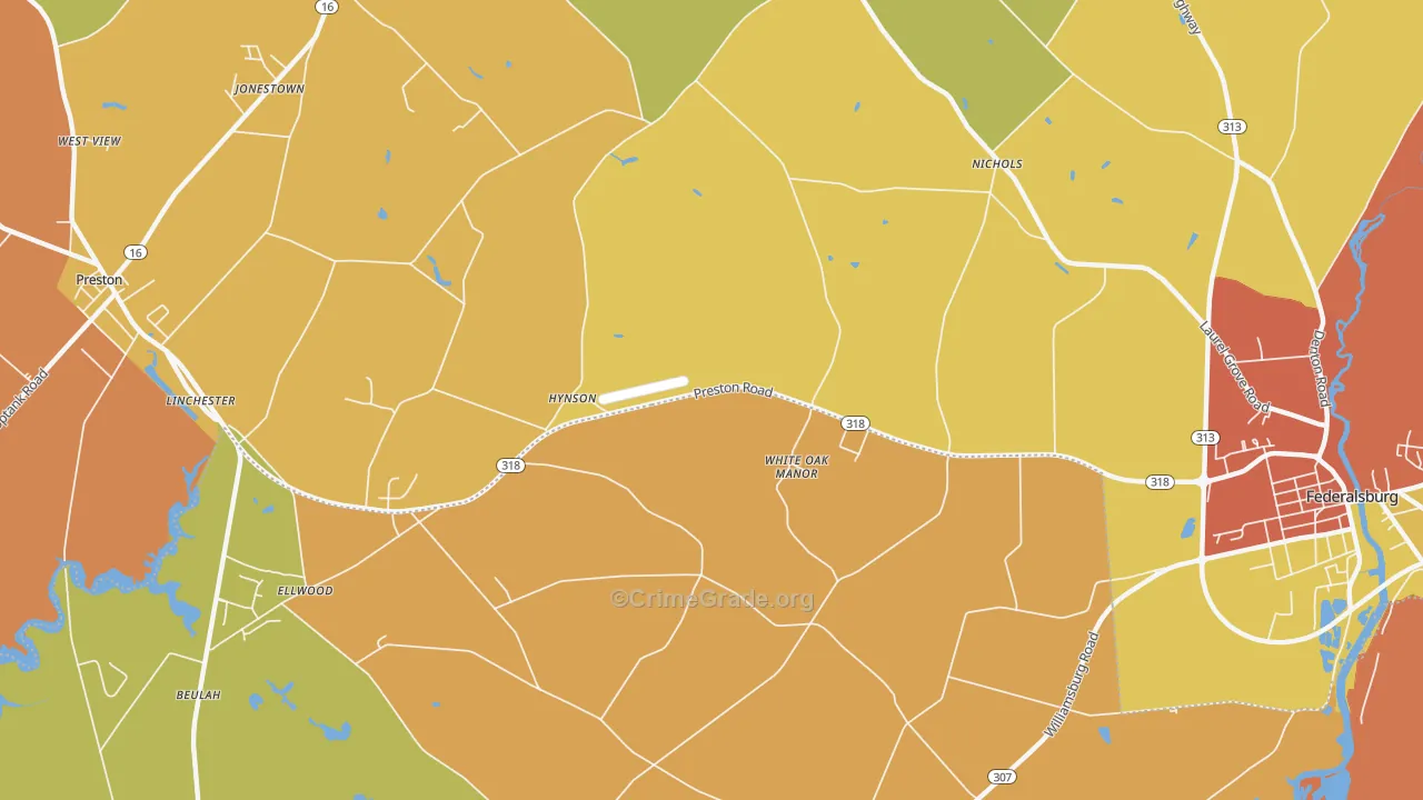 Hynson, MD Map of Burglary Rates