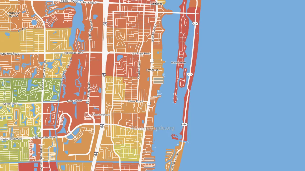 Hypoluxo, FL Map of Burglary Rates