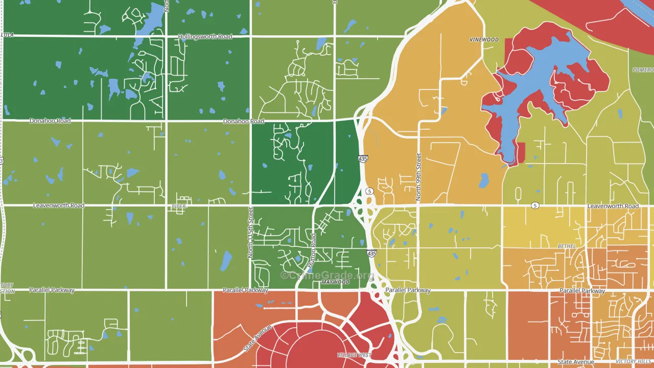 I-435 West KC-KS, Kansas City, KS Map of Burglary Rates
