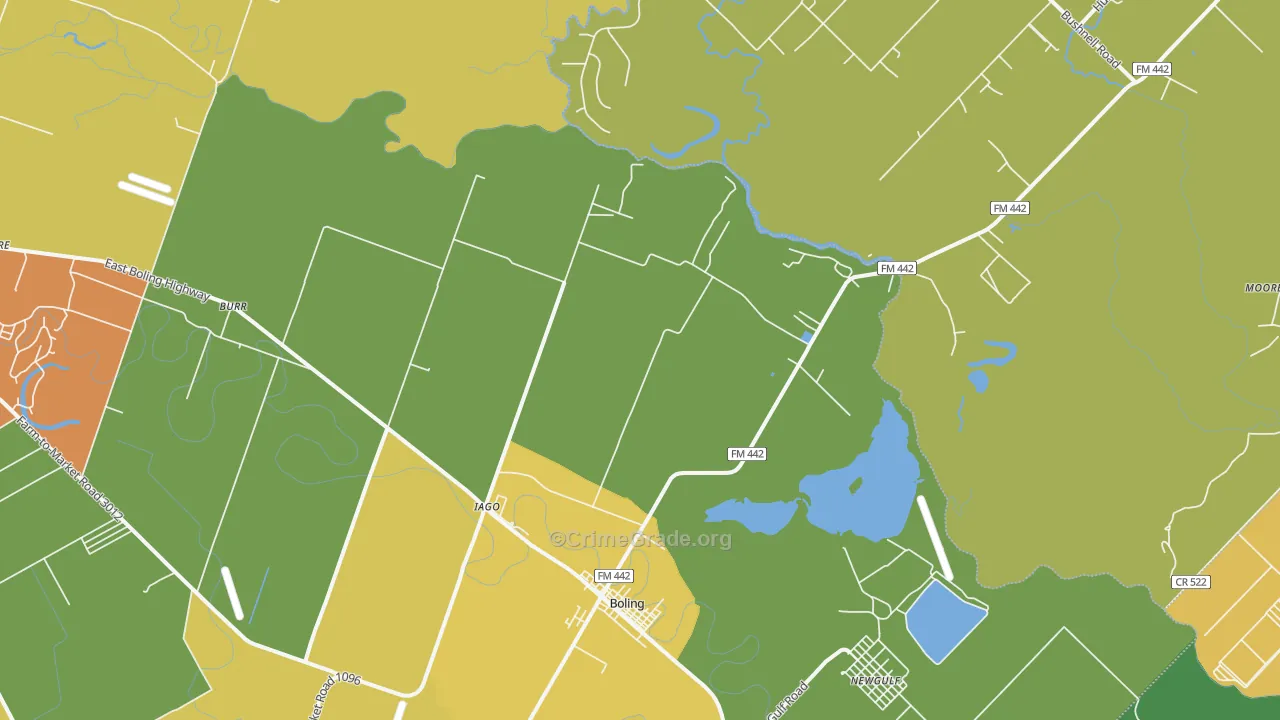 Iago, TX Map of Burglary Rates