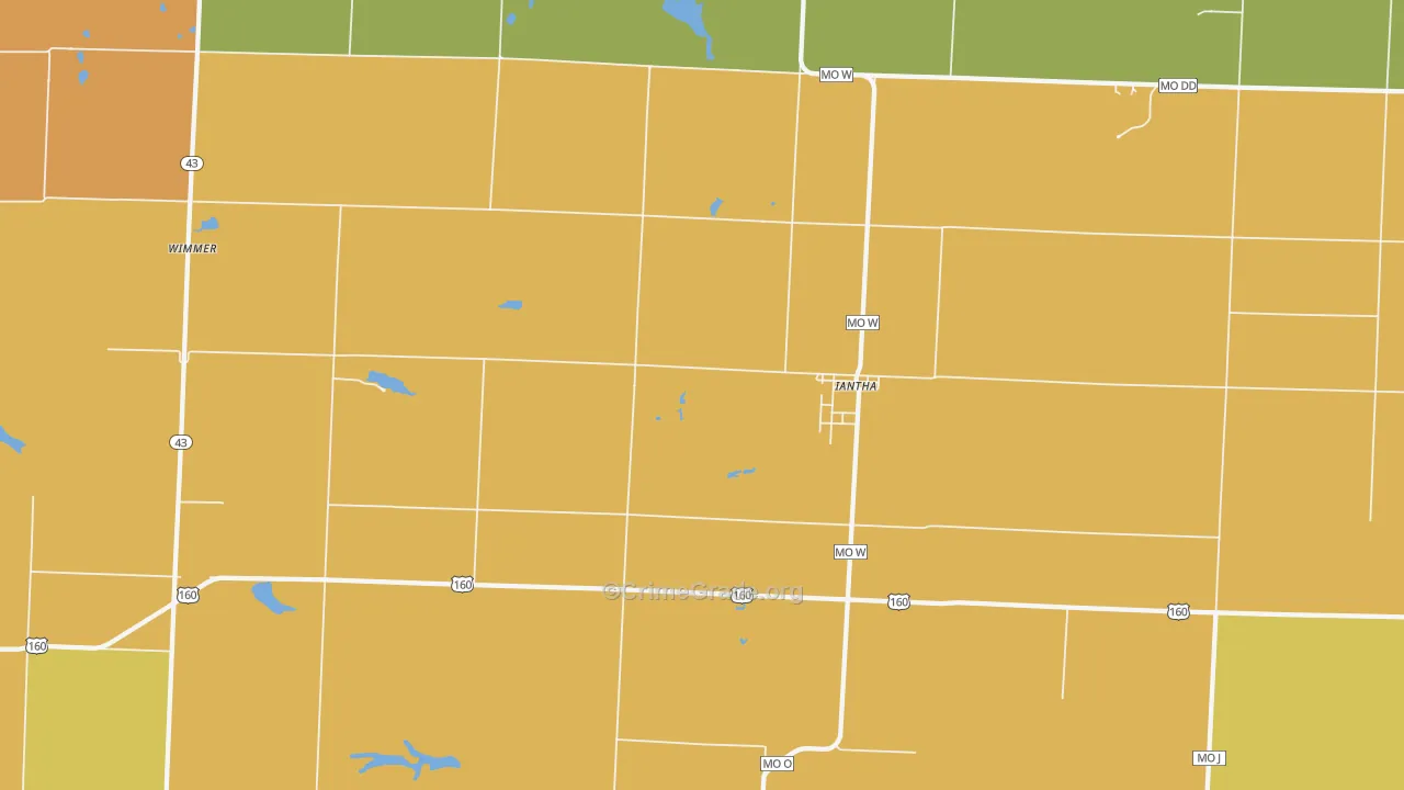 Iantha, MO Map of Burglary Rates