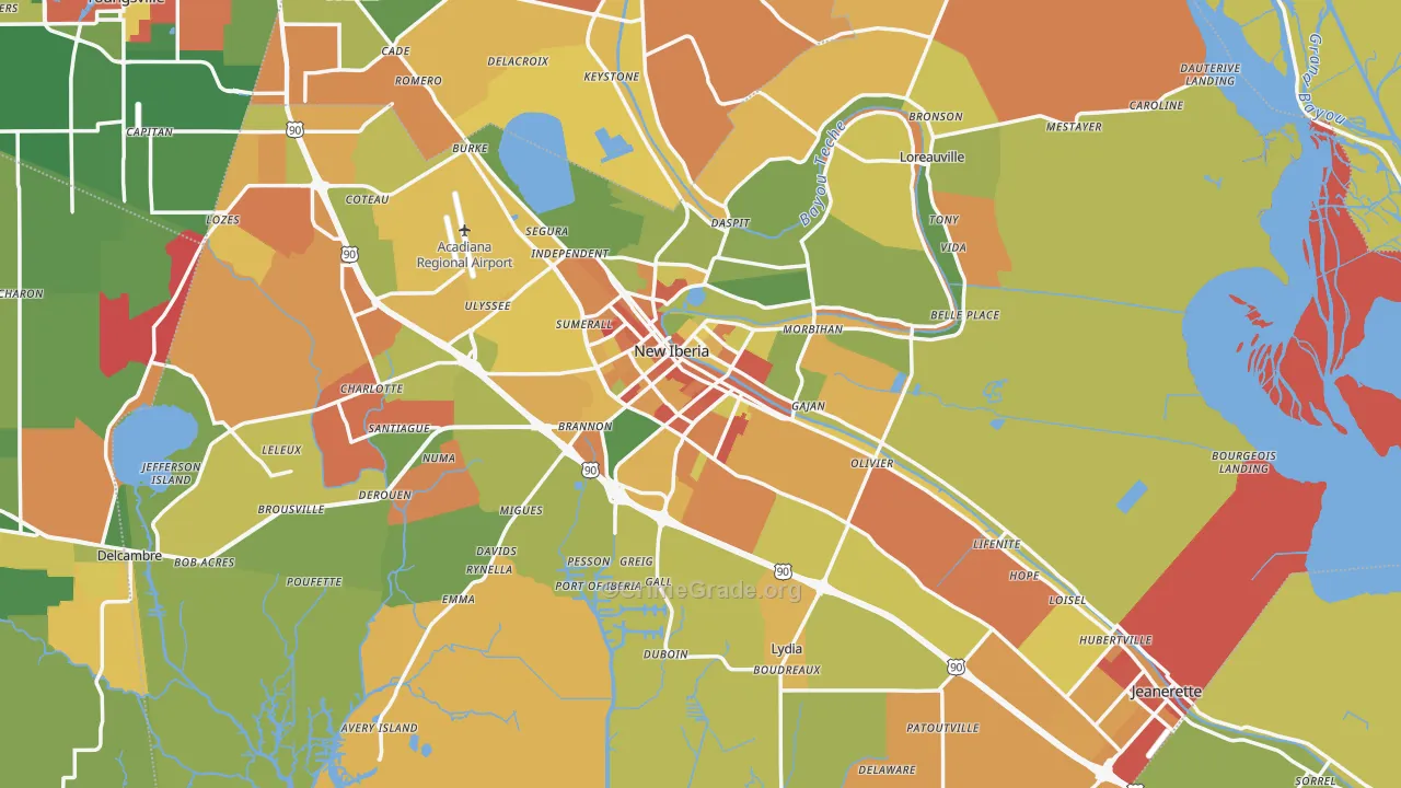 Iberia Parish, LA Map of Burglary Rates