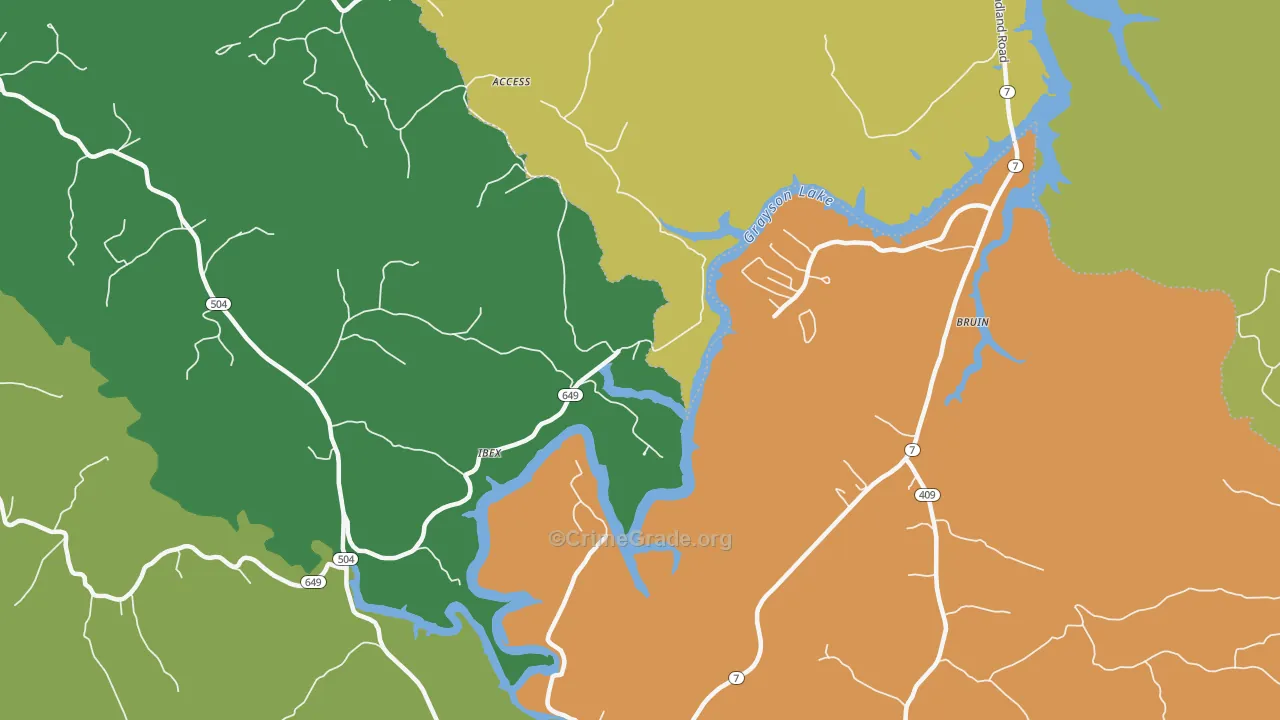 Ibex, KY Map of Burglary Rates