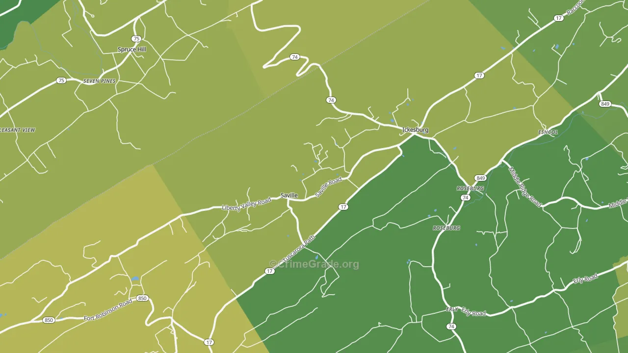 Ickesburg, PA Map of Burglary Rates