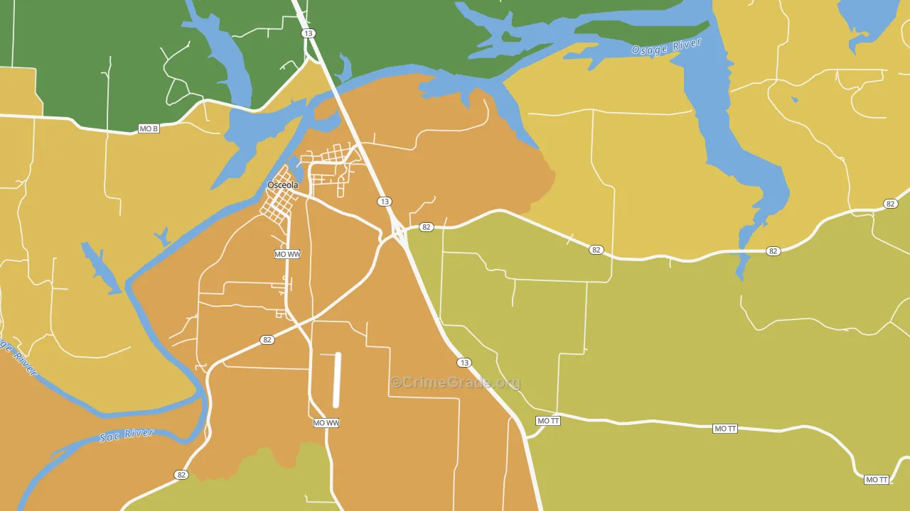 Iconium, MO Map of Burglary Rates