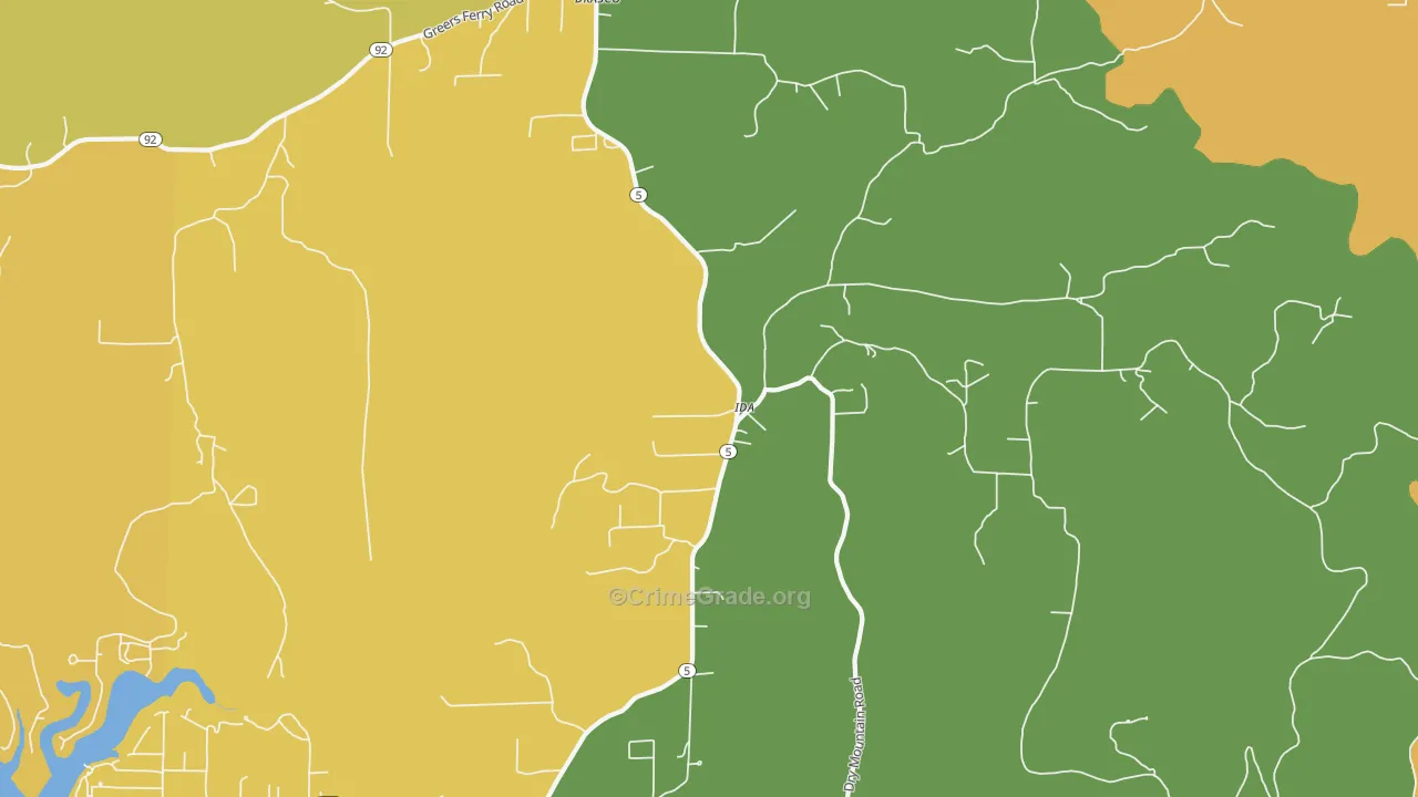 Ida, AR Map of Burglary Rates