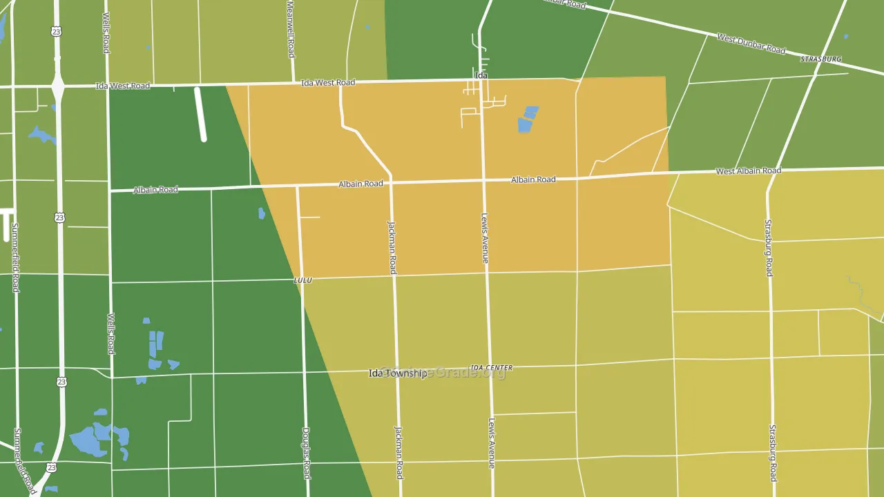 Ida, MI Map of Burglary Rates