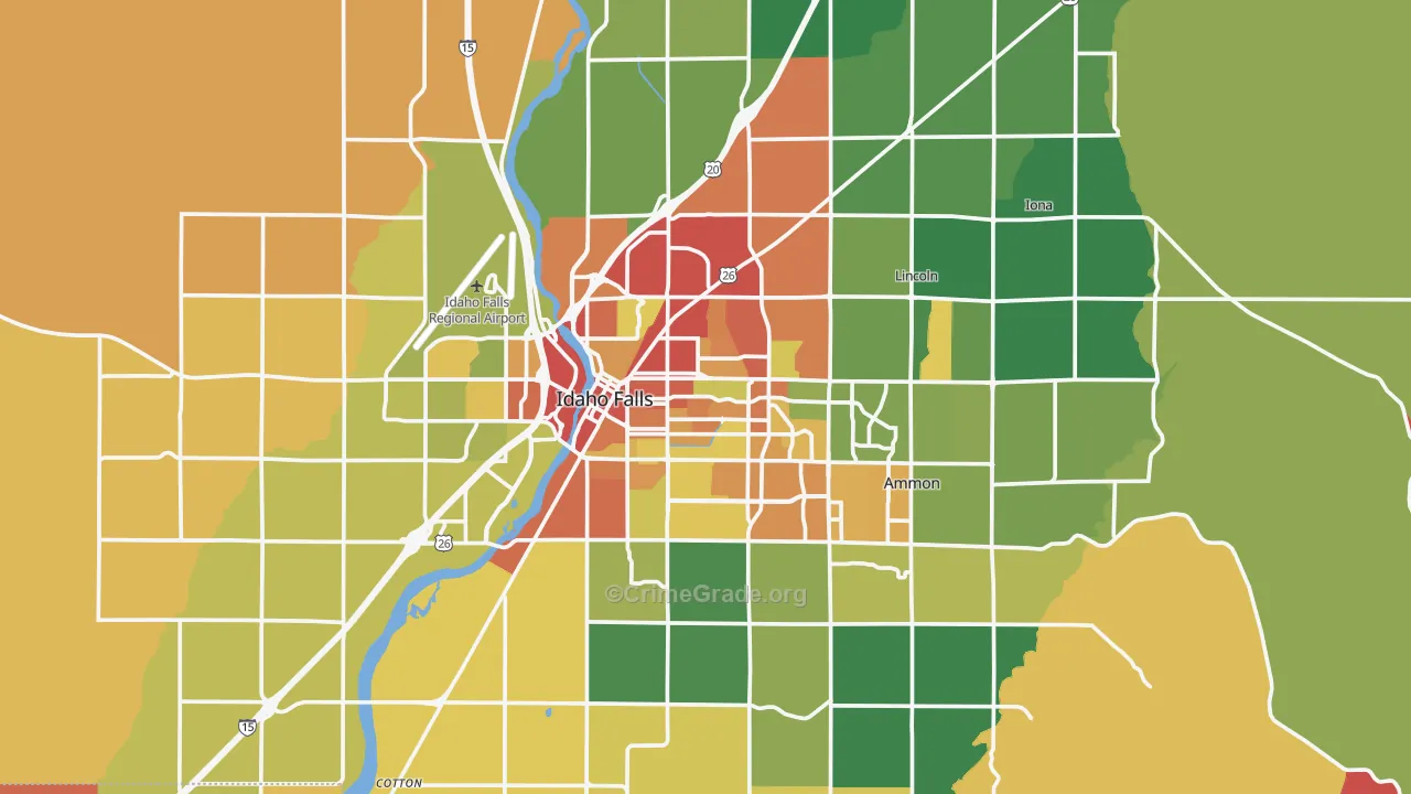 Idaho Falls, ID Map of Burglary Rates