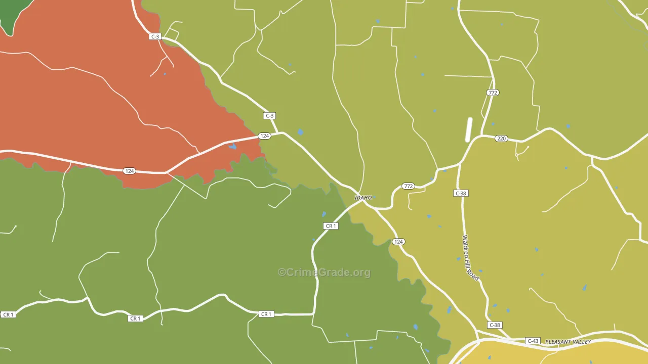 Idaho, OH Map of Burglary Rates