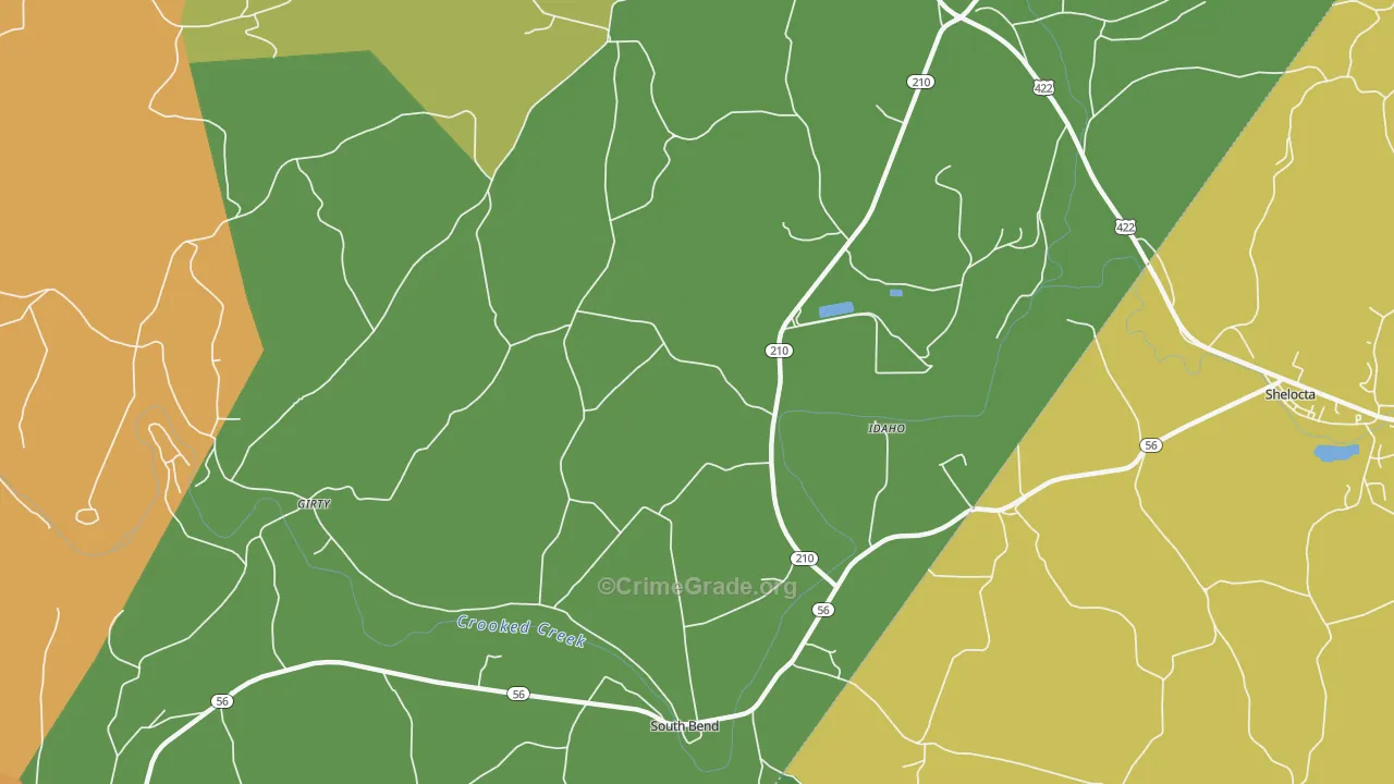 Idaho, PA Map of Burglary Rates