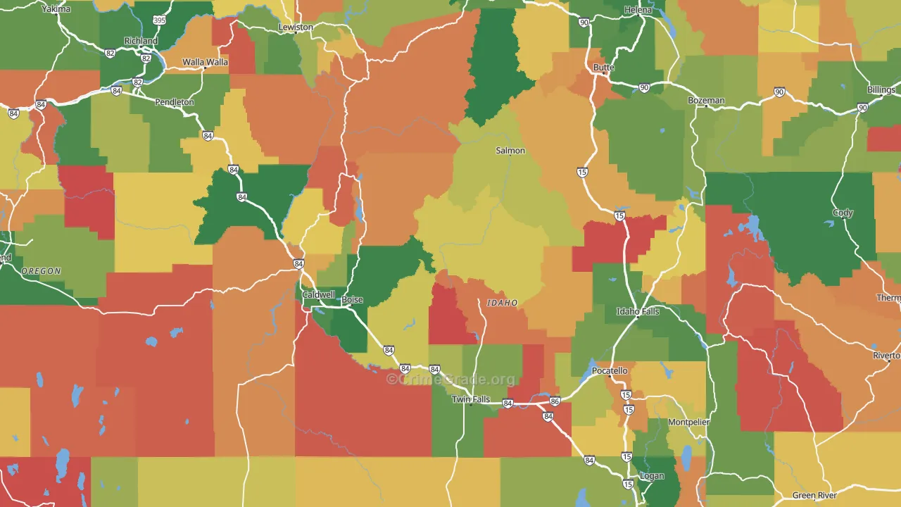 Idaho Map of Burglary Rates