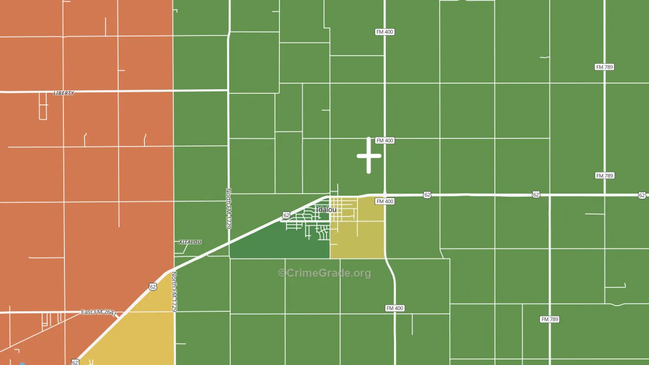 Idalou, TX Map of Burglary Rates