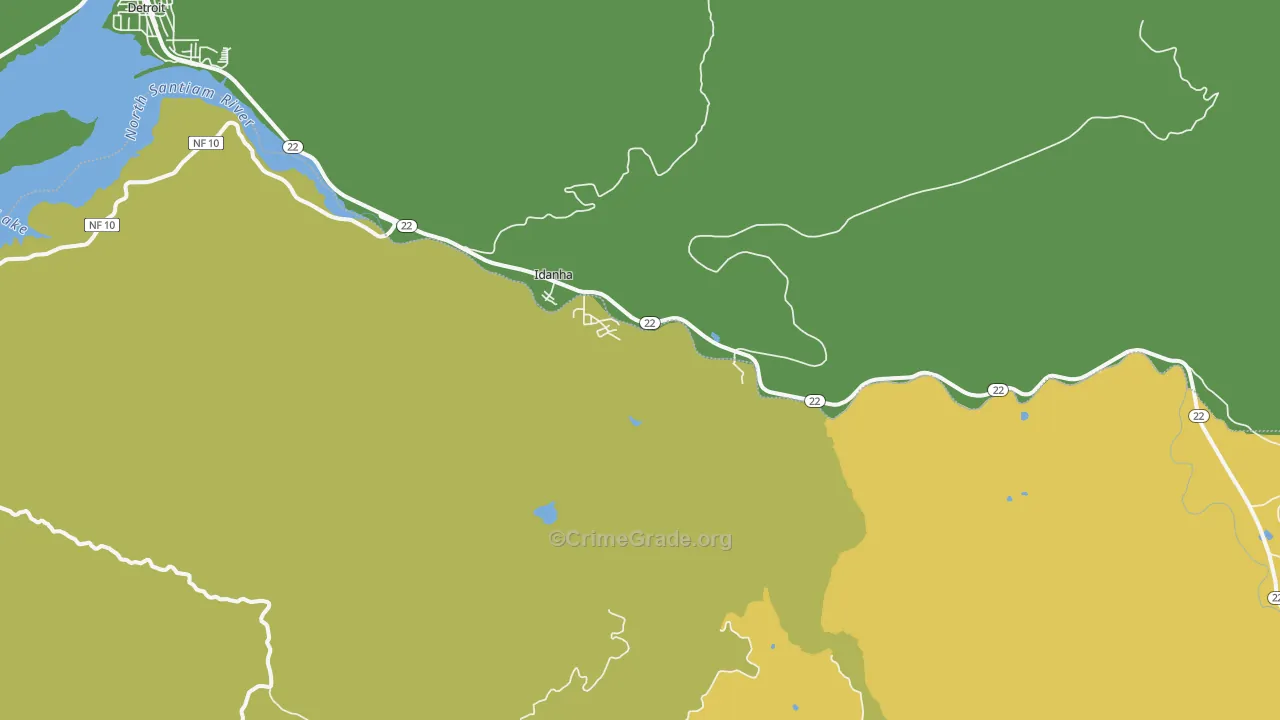 Idanha, OR Map of Burglary Rates