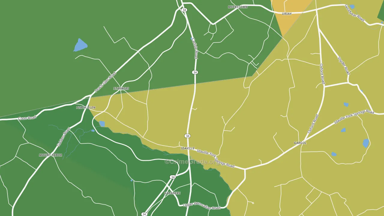 Idaville, PA Map of Burglary Rates