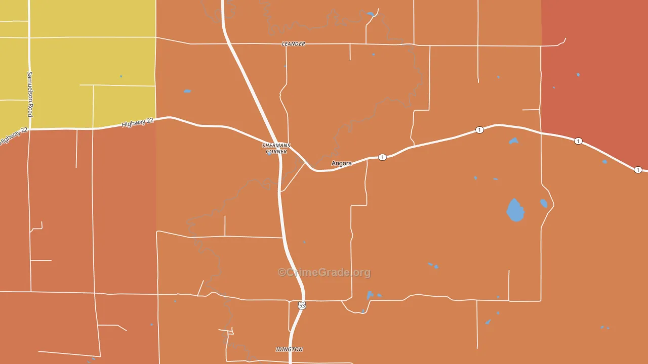 Idington, MN Map of Burglary Rates