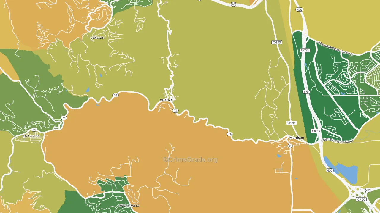 Idledale, CO Map of Burglary Rates