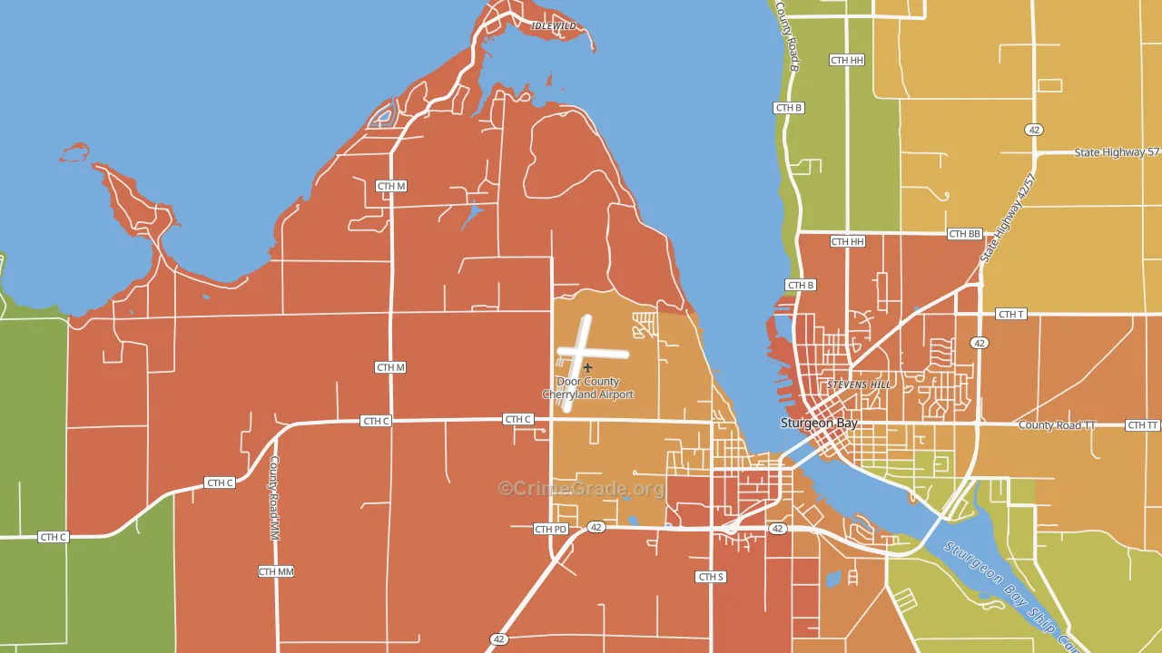 Idlewild, WI Map of Burglary Rates