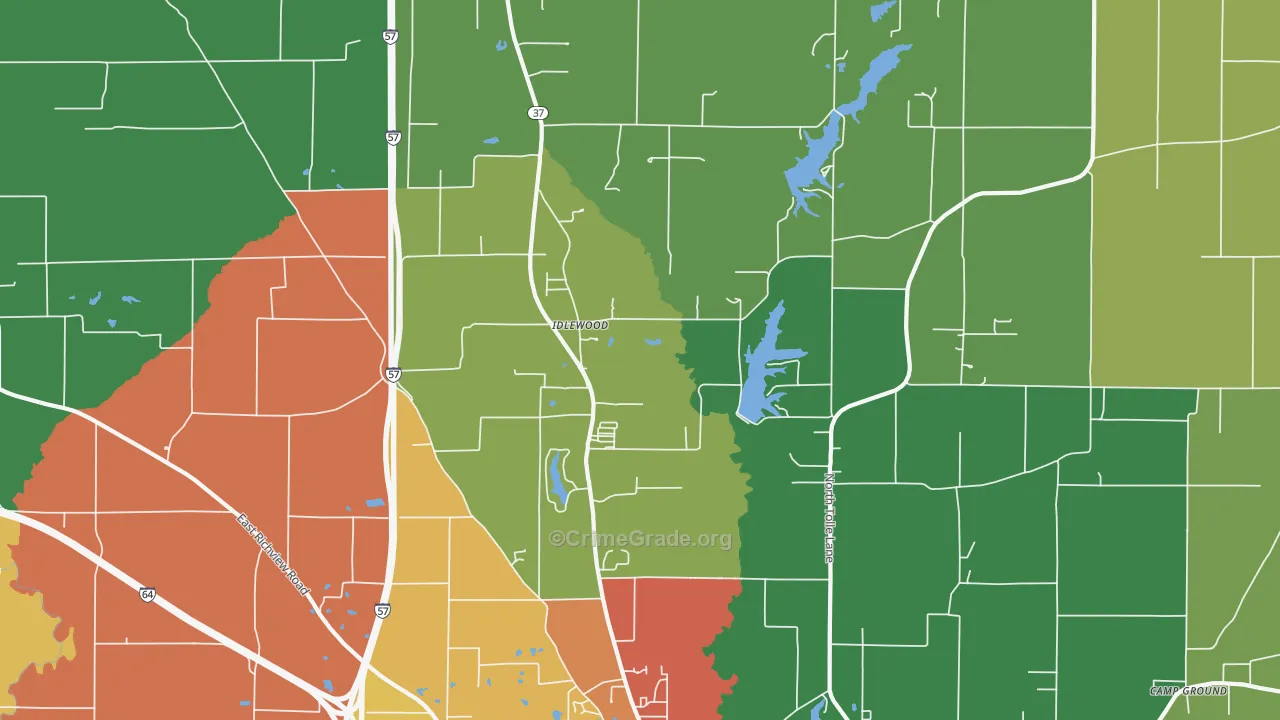 Idlewood, IL Map of Burglary Rates