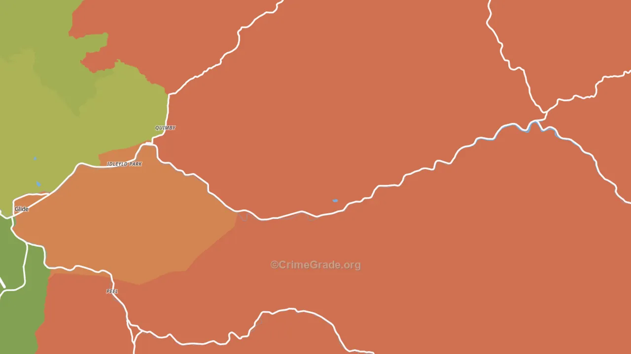 Idleyld Park, OR Map of Burglary Rates