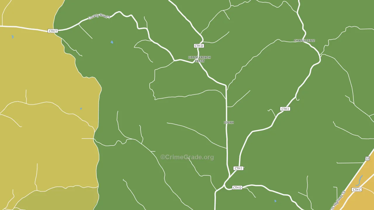 Iduna, WI Map of Burglary Rates