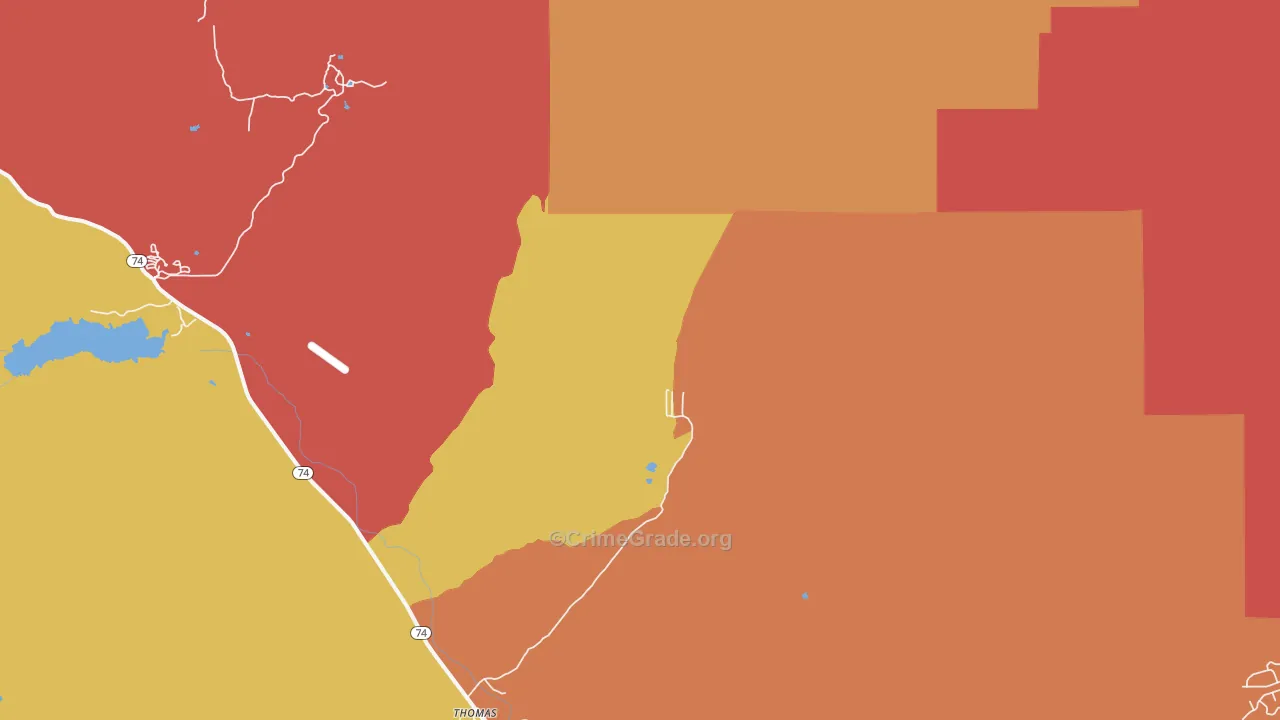 Idyllwild, CA Map of Burglary Rates