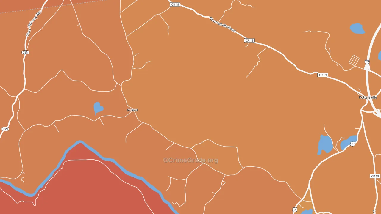 Igerna, NY Map of Burglary Rates