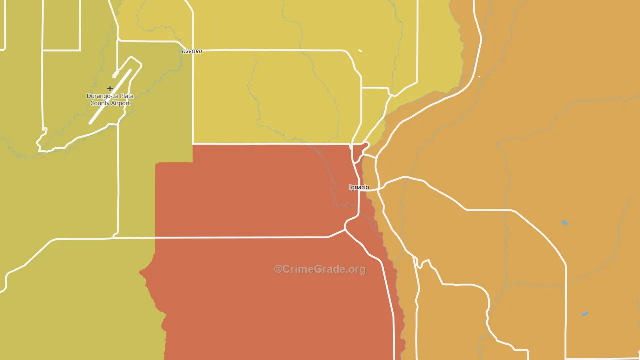 Ignacio, CO Map of Burglary Rates