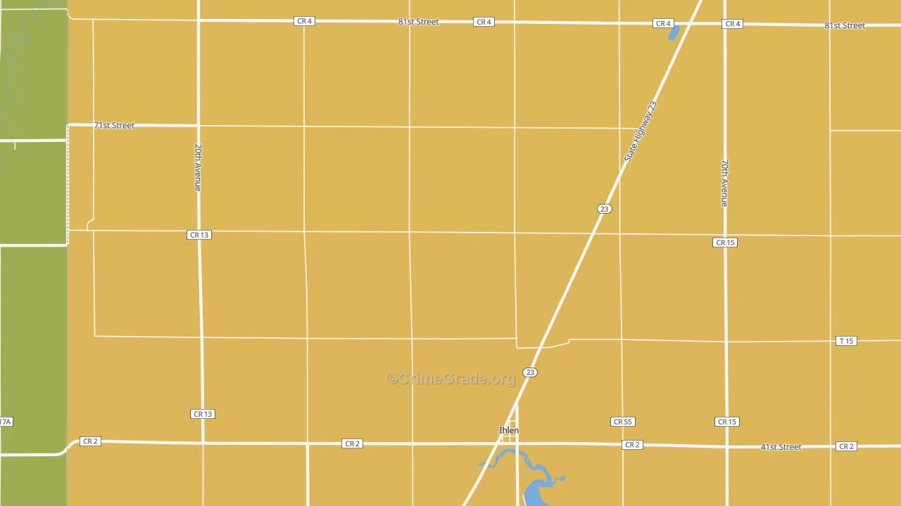 Ihlen, MN Map of Burglary Rates