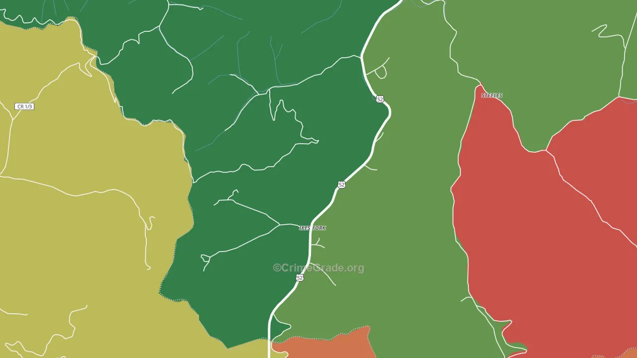 Ikes Fork, WV Map of Burglary Rates