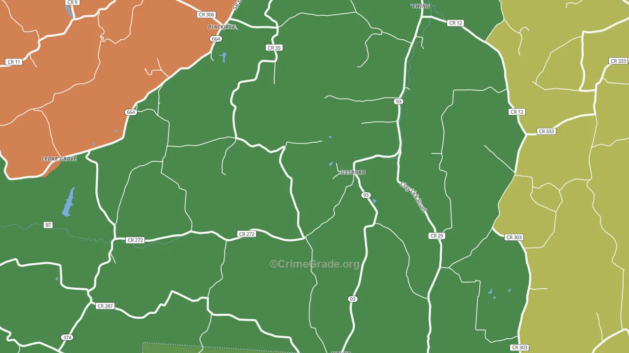 Ilesboro, OH Map of Burglary Rates