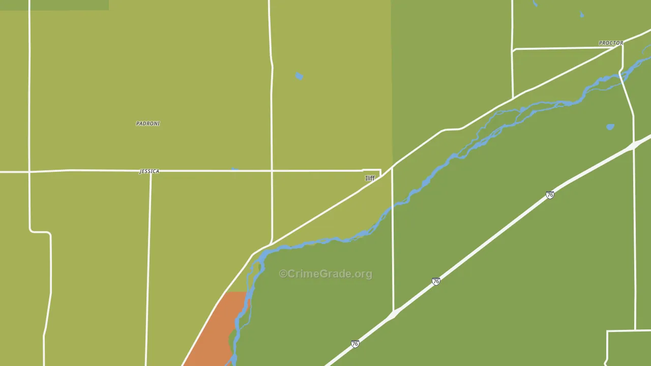 Iliff, CO Map of Burglary Rates