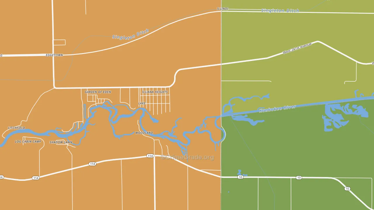 Illiana Heights, IL Map of Burglary Rates