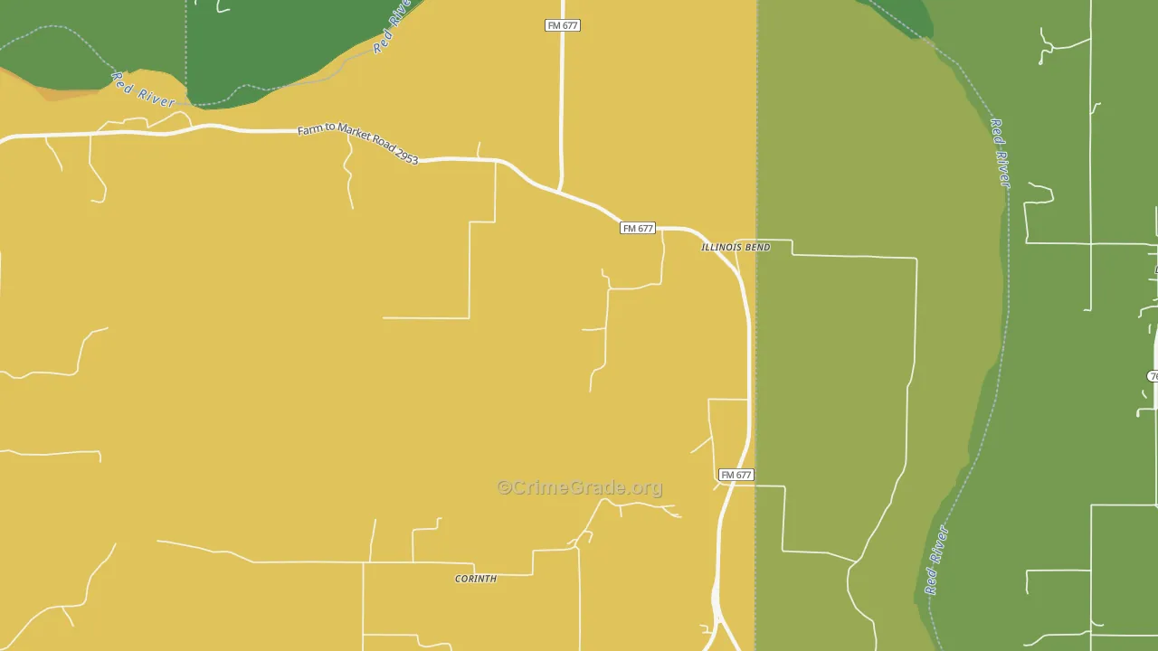 Illinois Bend, TX Map of Burglary Rates