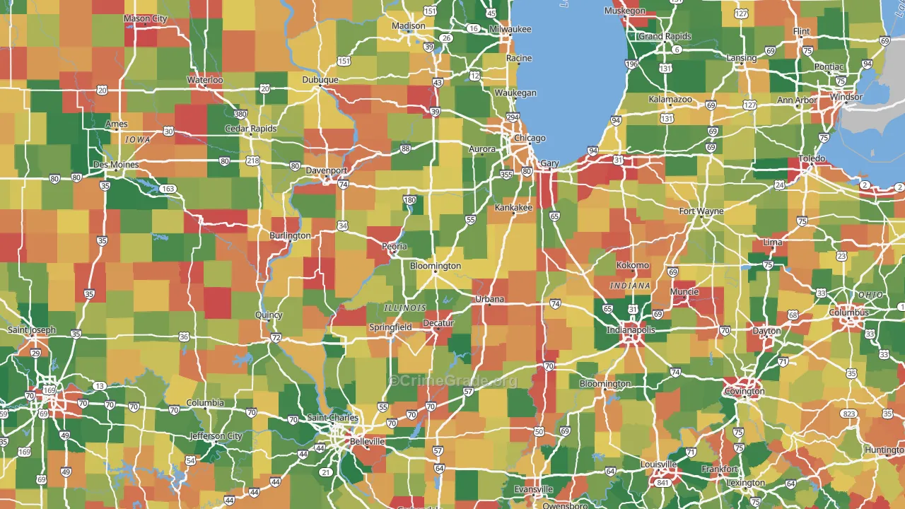 Illinois Map of Burglary Rates