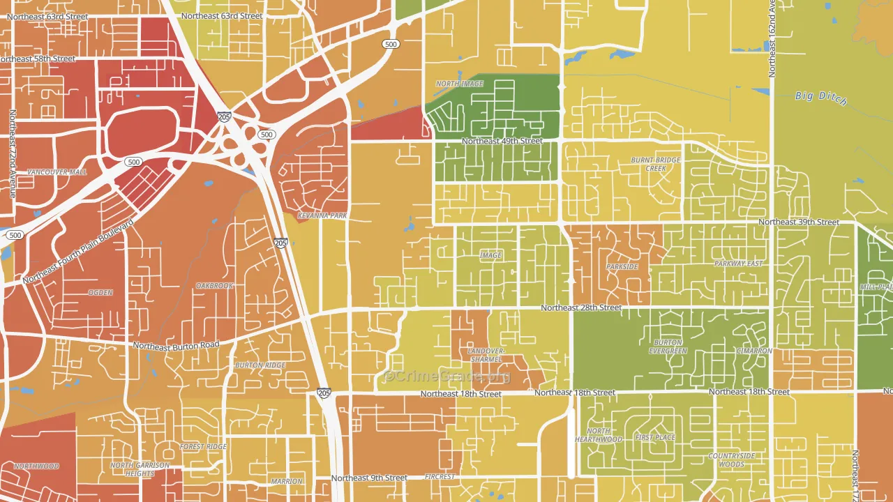 Image, Vancouver, WA Map of Burglary Rates