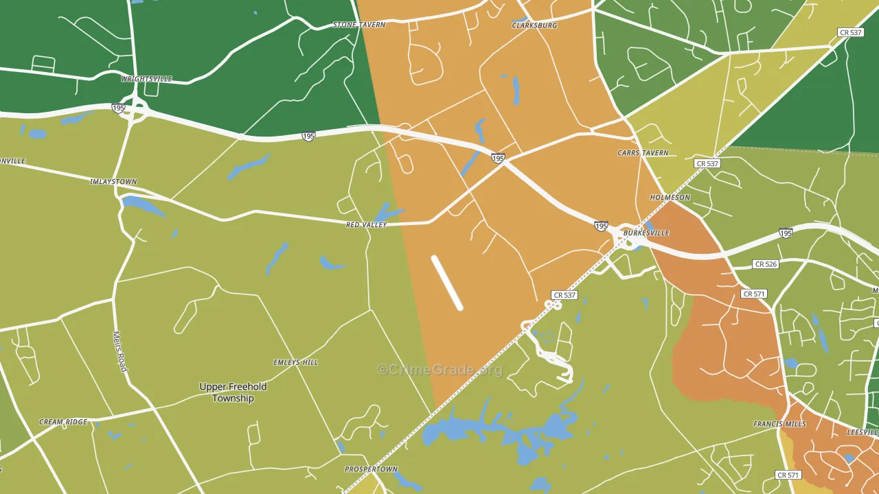Imlaystown, NJ Map of Burglary Rates