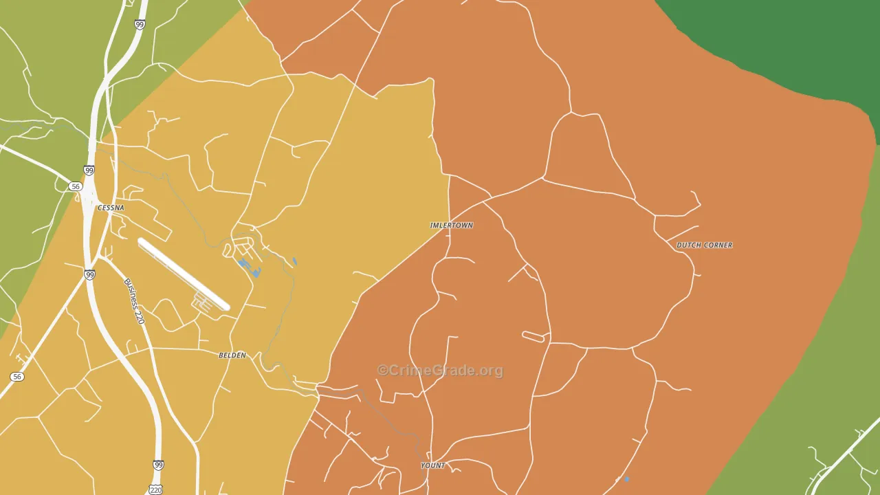Imlertown, PA Map of Burglary Rates