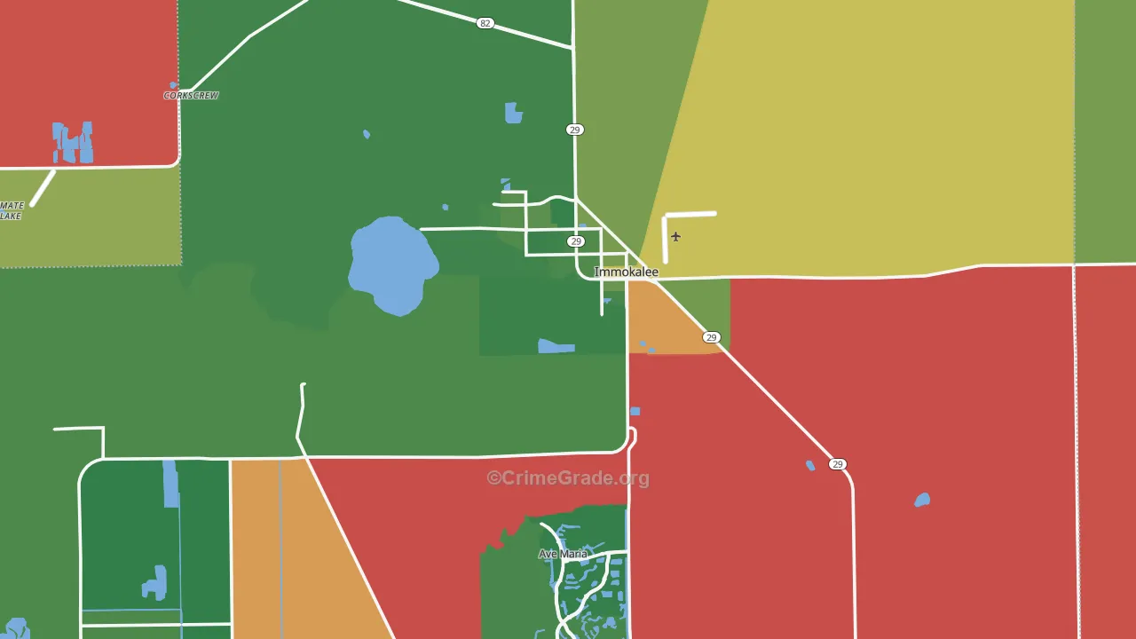 Immokalee, FL Map of Burglary Rates