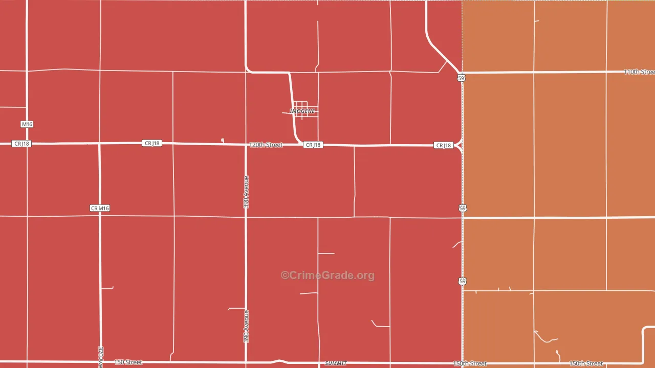 Imogene, IA Map of Burglary Rates
