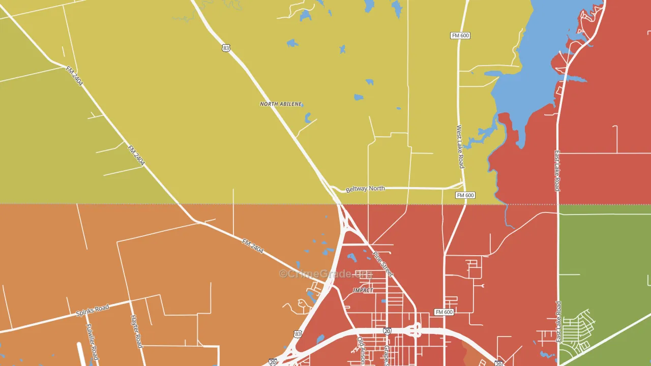 Impact, TX Map of Burglary Rates