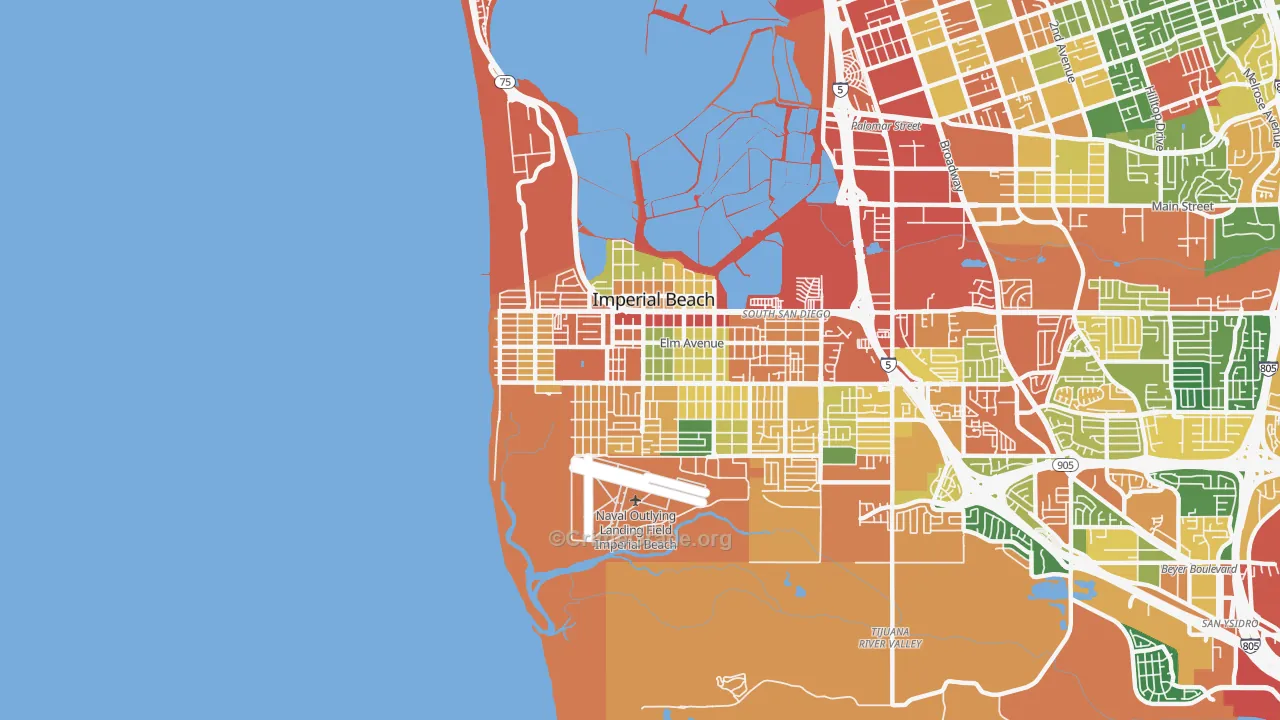 Imperial Beach, CA Map of Burglary Rates