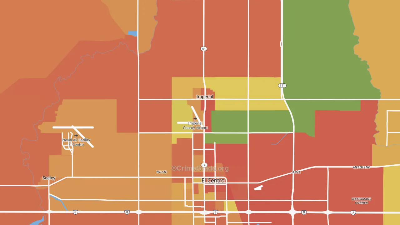 Imperial, CA Map of Burglary Rates