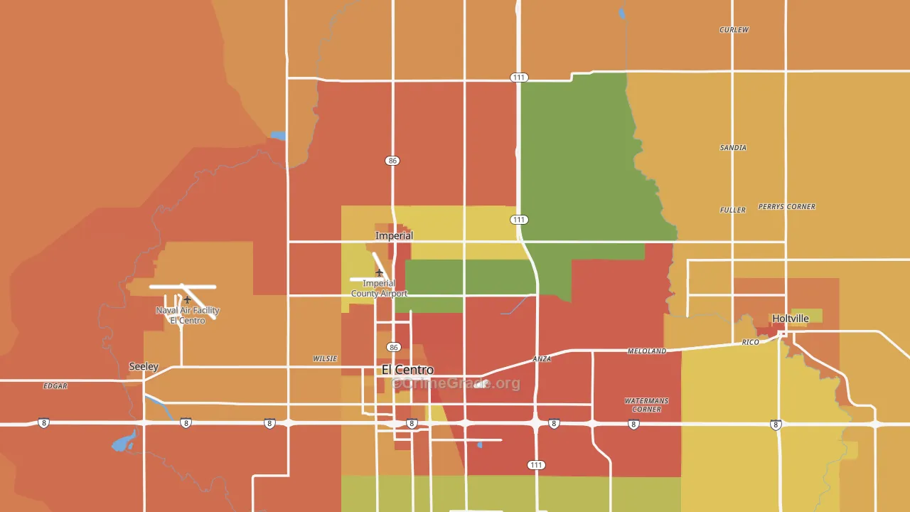 Imperial County, CA Map of Burglary Rates
