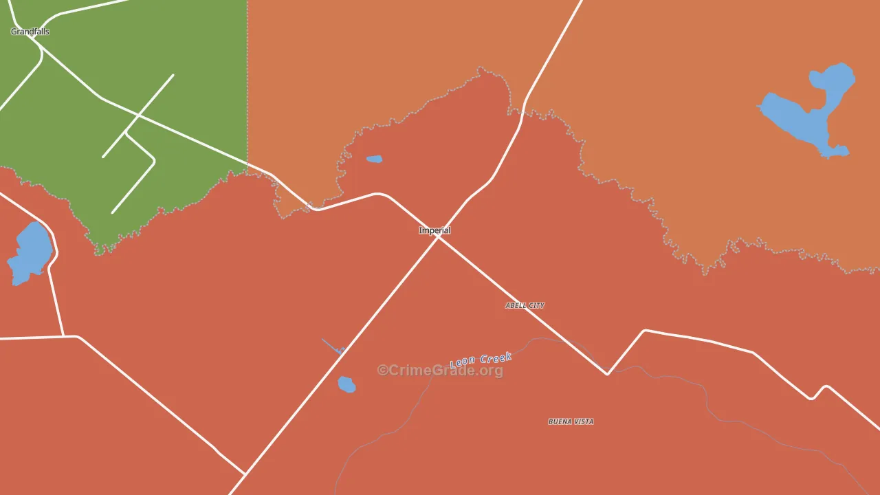Imperial, TX Map of Burglary Rates