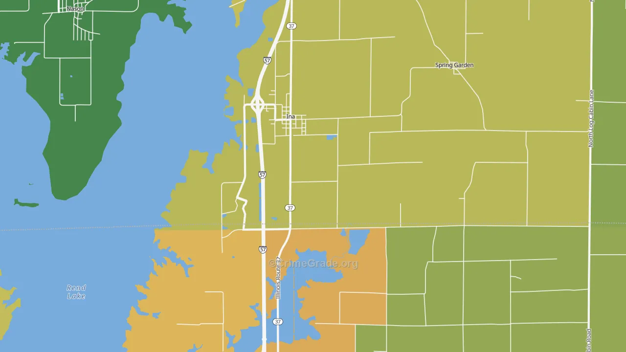 Ina, IL Map of Burglary Rates