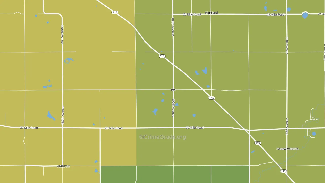 Ina, MI Map of Burglary Rates