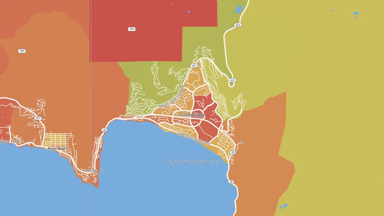 Incline Village, NV Map of Burglary Rates