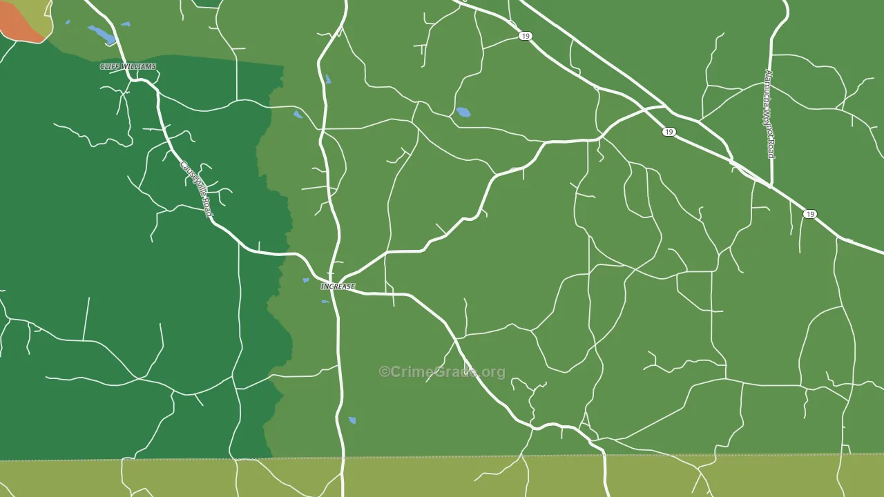Increase, MS Map of Burglary Rates