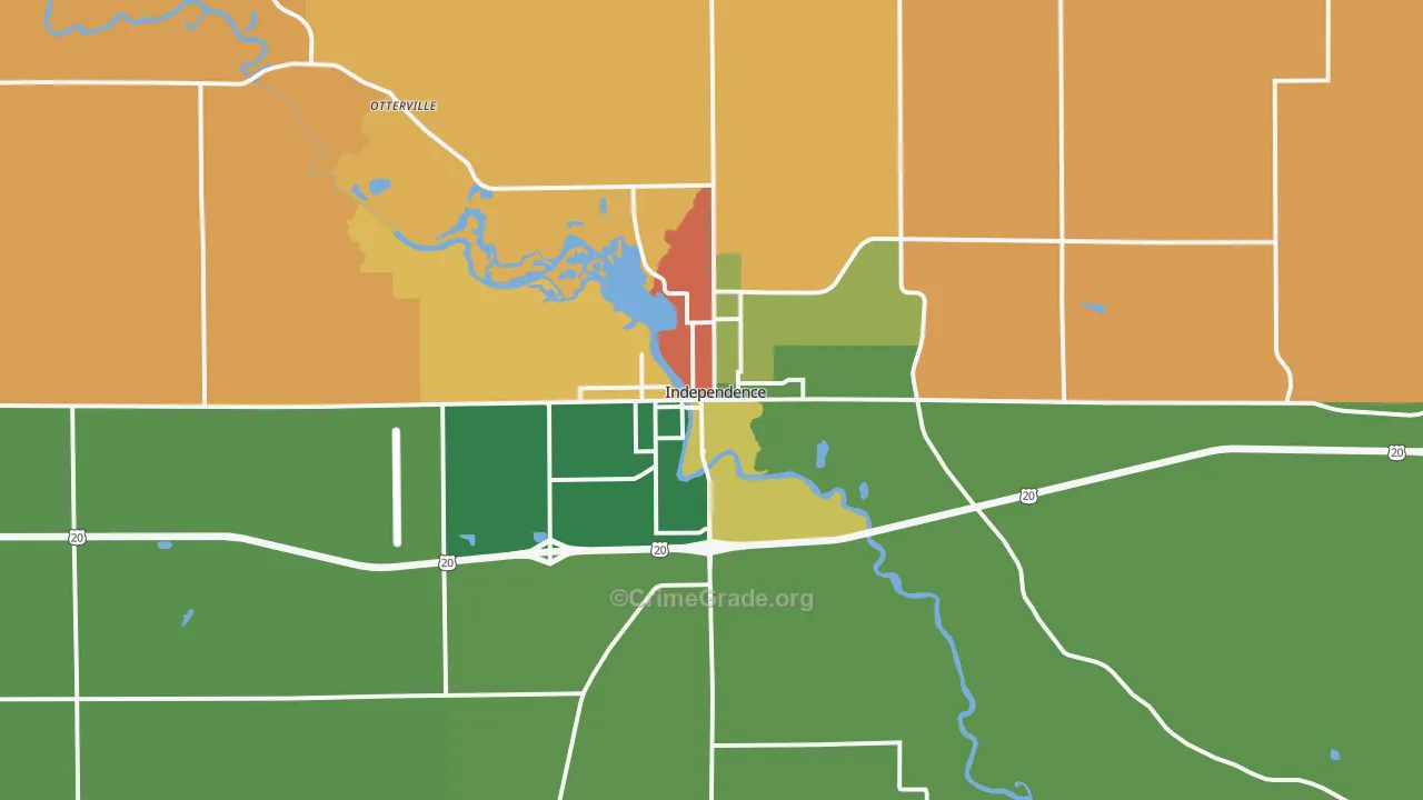 Independence, IA Map of Burglary Rates