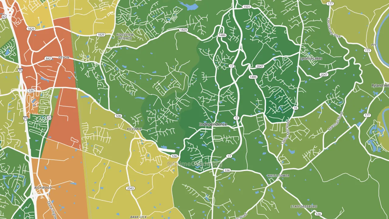 Independence, KY Map of Burglary Rates